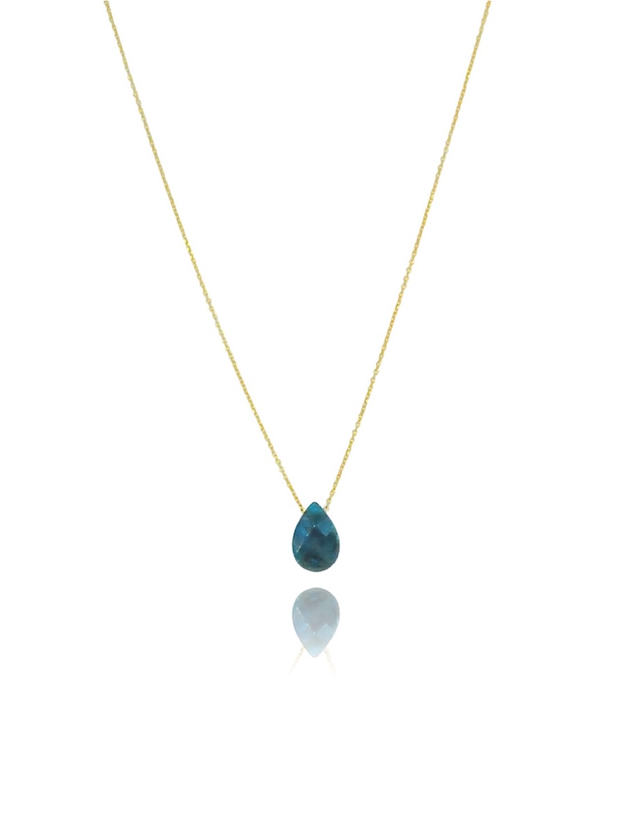 Blue Apatite in Thin Chain Necklace